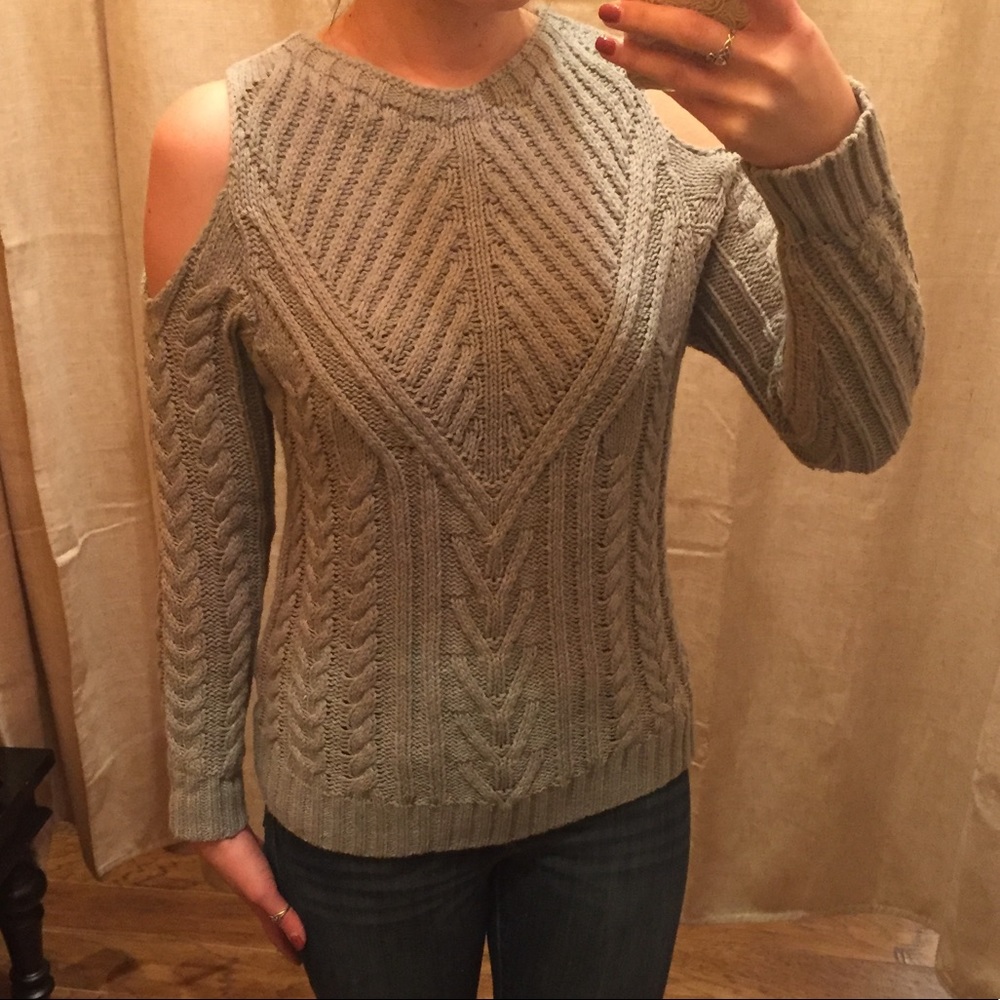 Gray Cold Shoulder Sweater